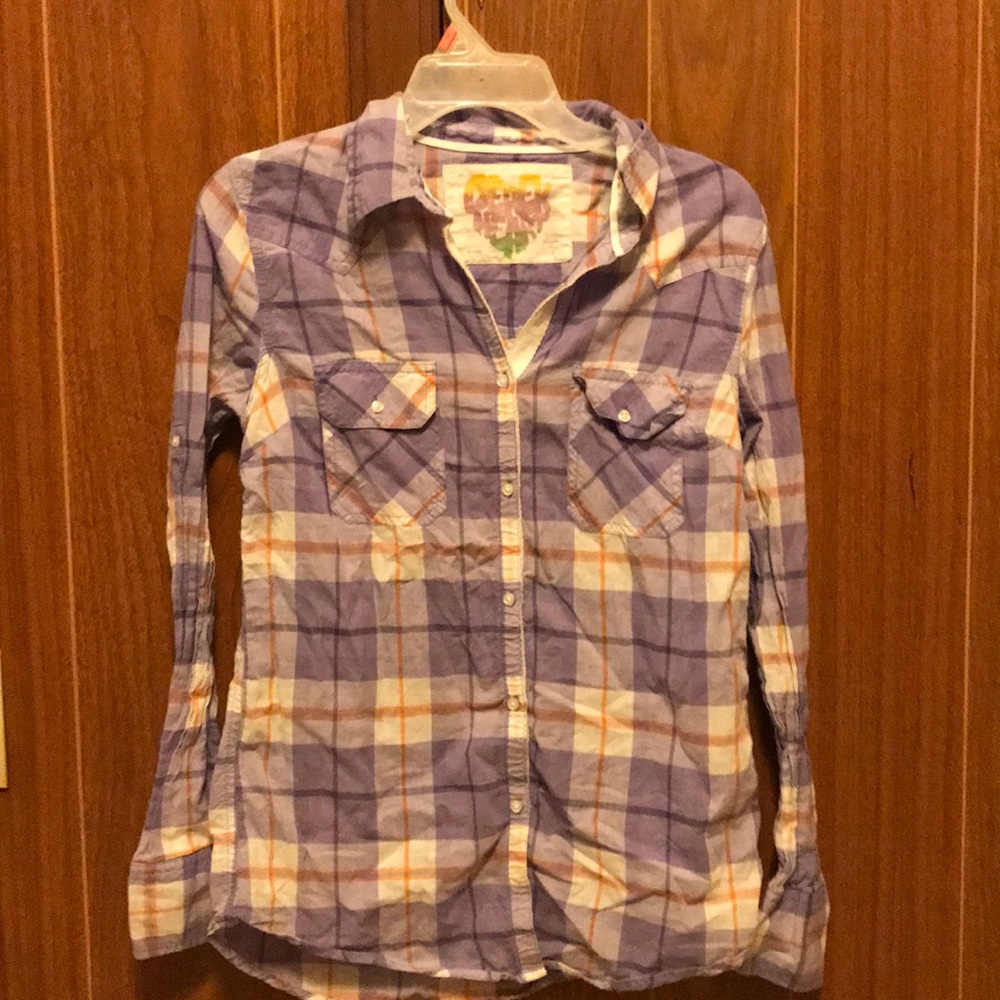Button up purple plain shirt